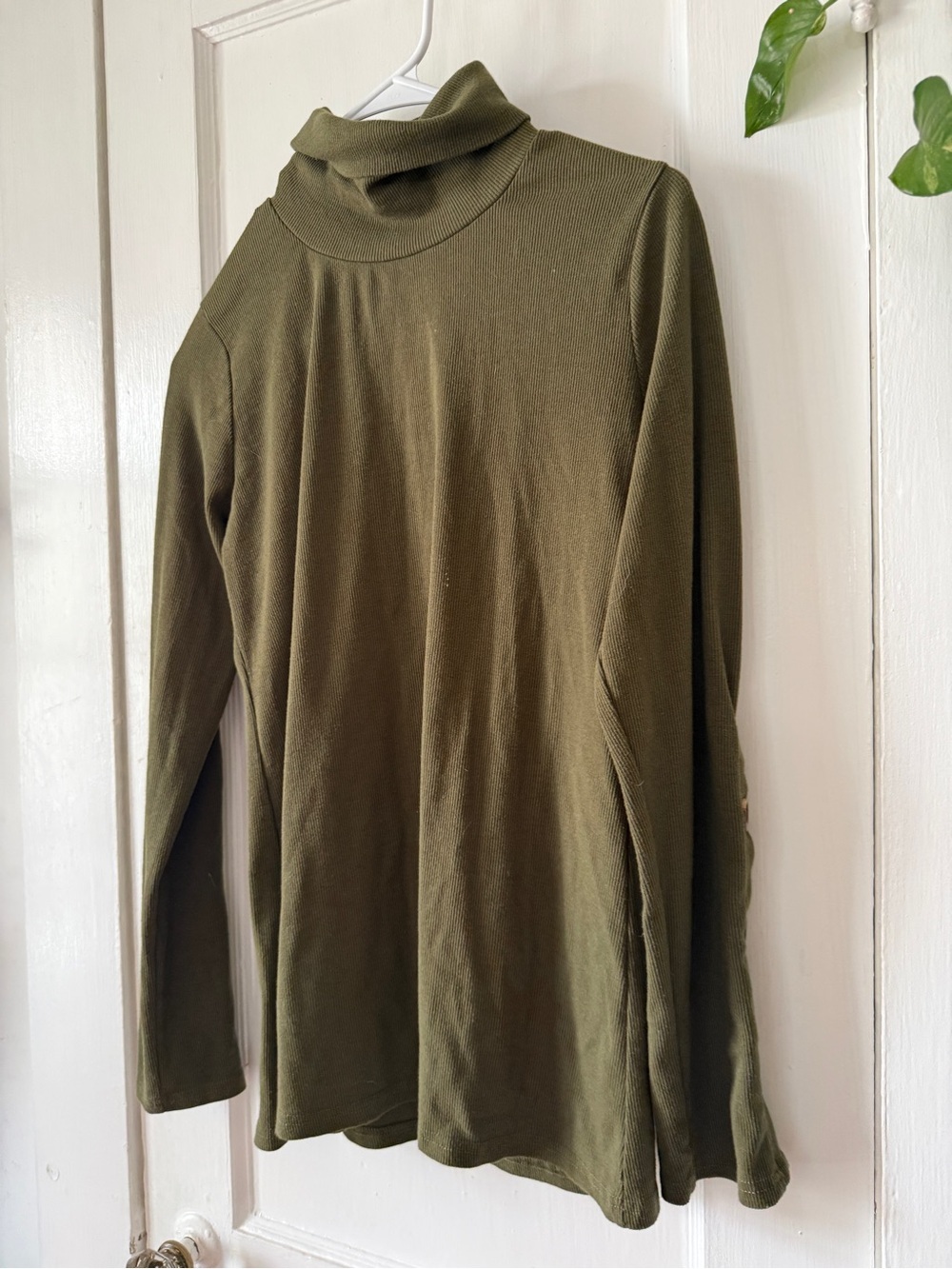 Olive Green Turtleneck Long Sleeve Top - Picture 2 of 6